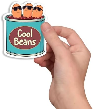 (3Pcs 3X3) Cool Beans Stickers - Food Sticker - Beans Pun Stickers - Canned Food Sticker - Punny Beans Canned Sticker - Funny Doodie Sticker - Book Laptop Tumbler Waterproof Sticker image 5