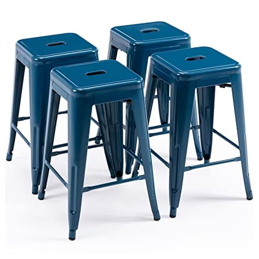 Backless Metal Bar Stools Set of 4
