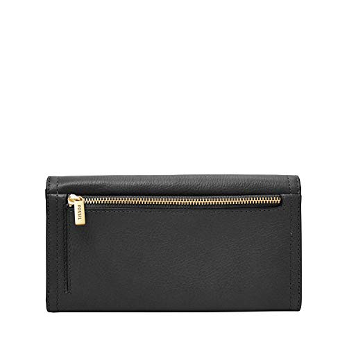Fossil Women's Logan Leather Wallet Rfid Blocking Flap Clutch Organizer, Black (Model: Sl7833001) #TOP5