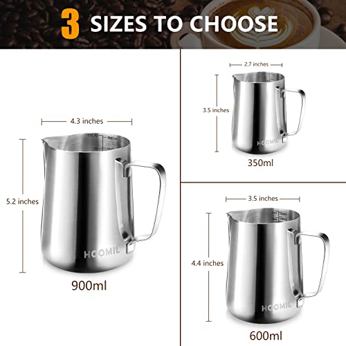 Hoomil Milk Frothing Pitcher, 12Oz/350Ml Stainless Steel Steaming Pitcher Barista Milk Frother Cup Jug For Espresso Machine Coffee Cappuccino Latte Art - Rose Gold #TOP6