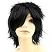 Modernfairy Anime Halloween Wig Dark Black for Cosplay Party, Synthetic Layered Short Hair Wigs with Bangs, Pastel Wigs for Women Men Kids