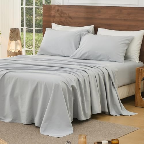 Image of Bedlifes 100% French Linen Queen Bed Sheet Set - 16 inch Deep Pocket, 4-Piece | Soft & Durable, Breathable & Cooling, Pure Flax Linen, OEKO-TEX Certified, Moisture-Wicking, Easy Care, Machine Washable