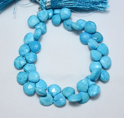 Perles Turquoise 10mm Coeur Facetté Howlite Loisirs Créatifs