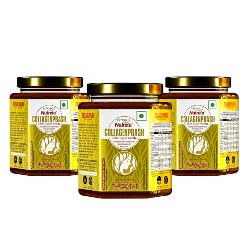 Image of Nutrela Collagen Prash Supplement for Glowing & Younger Looking Skin - 400g | Patanjali Skin Super Food for Men & Women (Pack of 3)