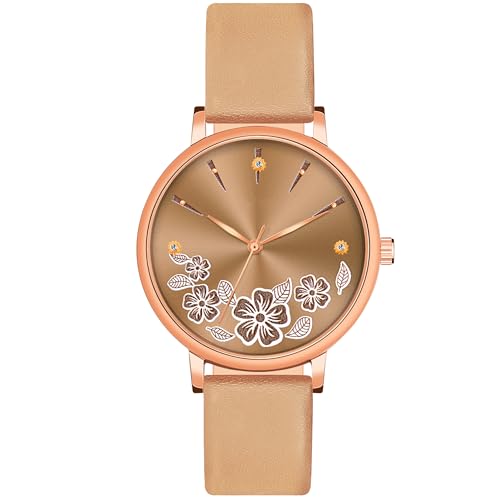 Image of Acnos Women's Classic Butterfly Dial Analog Watch with Leather Strap