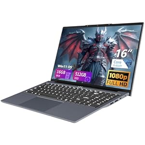 16 Zoll Laptop, Core i5-8210Y-Prozessor, Laptop 16 GB RAM 512GB SSD, Notebook mit 1920x1200 Display, RJ45, Typ-C, USB 3.0, BT5.0, Webcam, Digitale Tastatur mit Hintergrundbeleuchtung PC-Computer