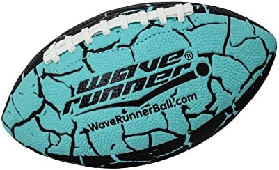 Wave Runner Grip It Waterproof Football- Size 9.25 Inches with Sure-Grip Technology | Let's Play Football in The Water! Extreme Metallic Series (Black/Blue)