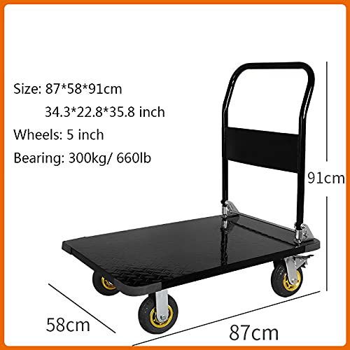 Chariot plateforme acier pliable pour déplacer charges lourdes