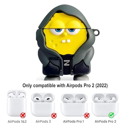 Image of YODI Case Cover for Airpods Pro|Pro 2|Airpods Pro 3|Airpods 4 Pouch, Silicone Cases with Cleaner Kit 360 Drop Protection,Shock-Resistant ((Black Funny), Airpods Pro /Pro 2)