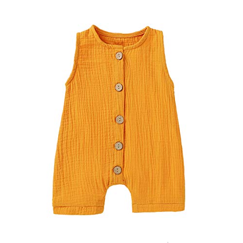 Image of Cecobora Infant Newborn Baby Boys Girls Cotton Linen Romper Summer Jumpsuit Sleeveless Overalls Clothing Set