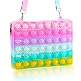 BAIWER Pop Shoulder Bag for Girls, Fidget Toys Big Pop Purse Bag for iPad Mini, Push Bubble Christmas Bags Popper Handbag Crossbody Bag Gifts for Girls Women, Stress Relief Fidgets School Supplies for Students Kids (Macaroon)