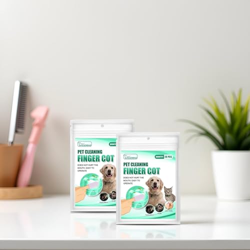 Image of 40 Pcs Teeth Cleaning Finger Wipes,Dog Eye WipesCleaning Wipes for Pet Teeth and Finger Covers, for Cleaning Teeth Ears and Eyes Suitable for Dogs and Cats Removes Dirt and Discharge Dog Eye Care