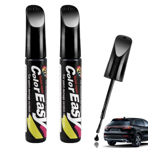 QarulG 2 Pièces Stylo Retouche Peinture Noir Brillant 24Ml Retouche Peinture Voiture Stylos Réparation des Rayures Auto Solution Rapide pour Carrosserie Anti...