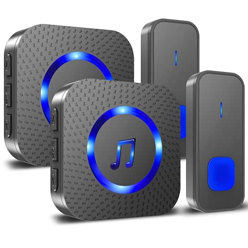 Funkklingel, 400m Reichweite Funk Türklingel 2 Sender Aussen Wasserdicht...