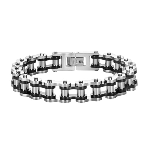 Pulsera de cadena de bicicleta de acero inoxidable para hombre miniatura 1