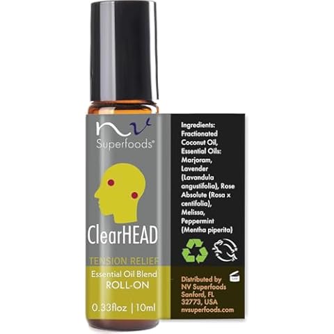 NV Superfoods CLEARHEAD - Essential Oil Roll-On - 10 ml – 100% Pure Therapeutic Grade, Aromatherapy Oil for Self-Care Cover