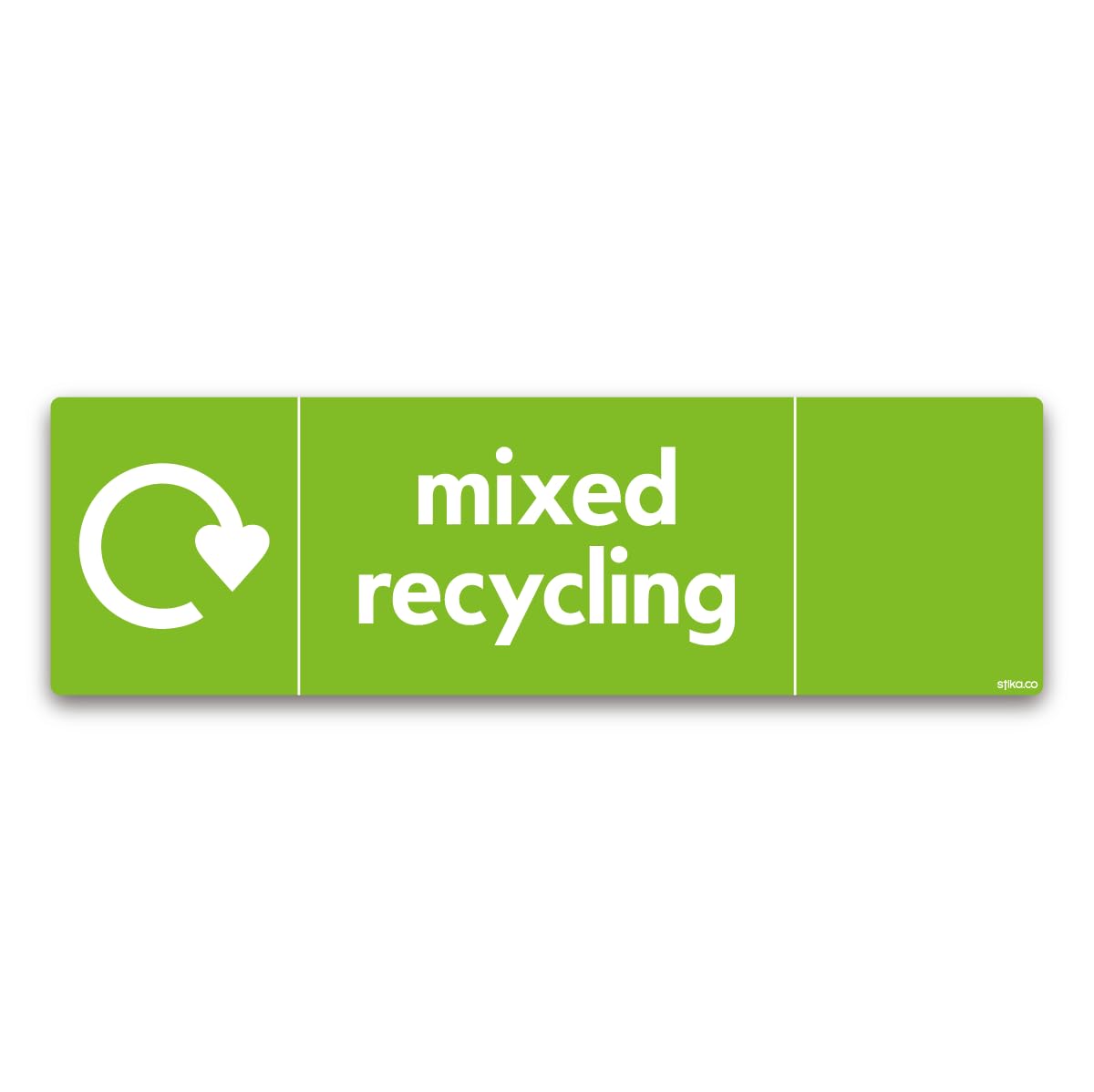 stika.co Pack of 2 Mixed Recycling Signs - WRAP Recycle Now Self-Adhesive Vinyl Stickers, 200 x 60mm - BS EN ISO 7010 Compliant Bin Labels