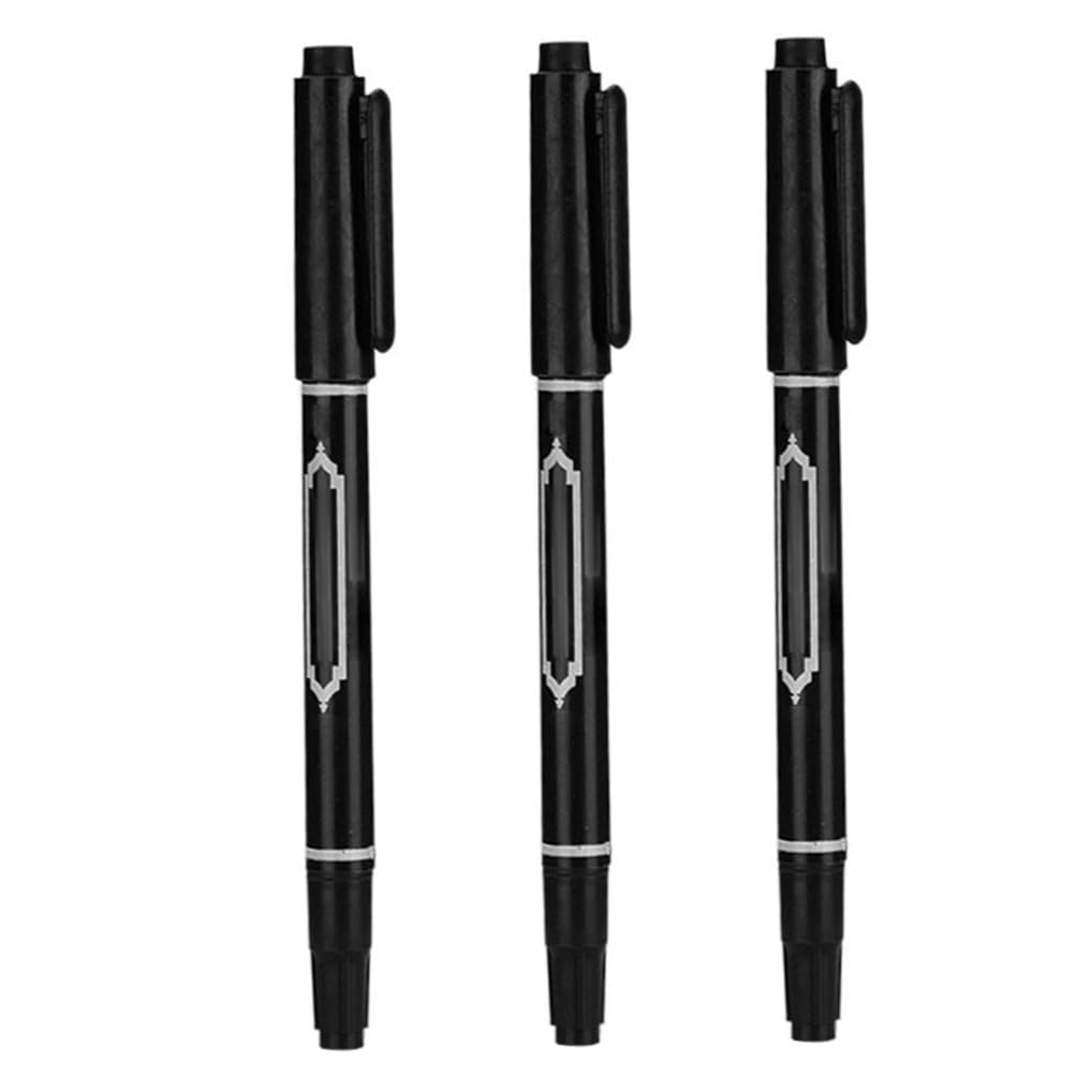 Rotulador de tatuaje, 3 unidades, impermeable, punta fina, tinta corporal, doble cabeza, rotulador de tatuaje, fácil de colorear, negro