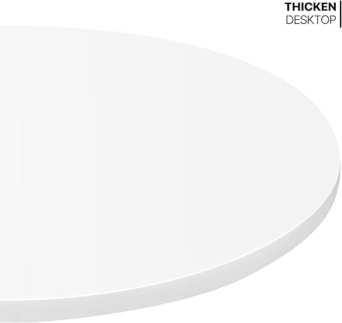 Miniatura 6 de MoNiBloom Mesa redonda blanca de altura ajustable, 31.5 pulgadas de diámetro, 29.8 libras, 36 pulgadas de altura máxima, diseño moderno, uso en