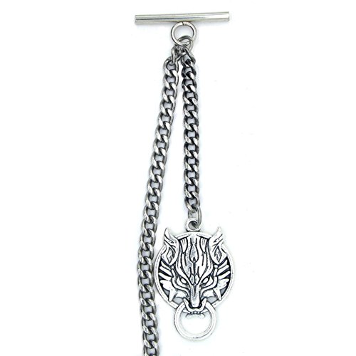 Albert Chain Silver Color Pocket Watch Chains For Men With Ancient Animal Fob Swivel Clasp T Bar Ac45 #TOP3