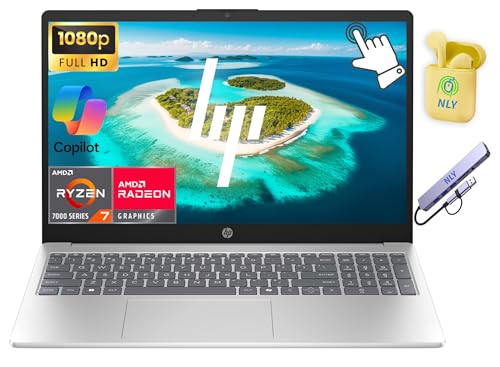 Image of HP 15.6 inch FHD Touchscreen Business Laptop Computer, 8-Core AMD Ryzen 7 Processor, 16GB RAM 1TB Storage (512GB SSD+512GB Docking Set), AMD Radeon Graphics, Windows 11, NLY Earphones, Natural Silver