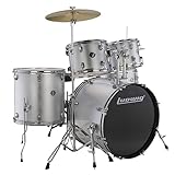 Ludwig Accent 5-piece Complete Drum Set - 22-inch Bass Drum and Cymbals, Silver Sparkle