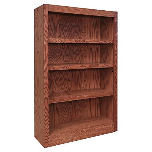 Bowery Hill Traditional 48" Tall 4-Shelf Wood Bookcase In Dry Oak #TOP7