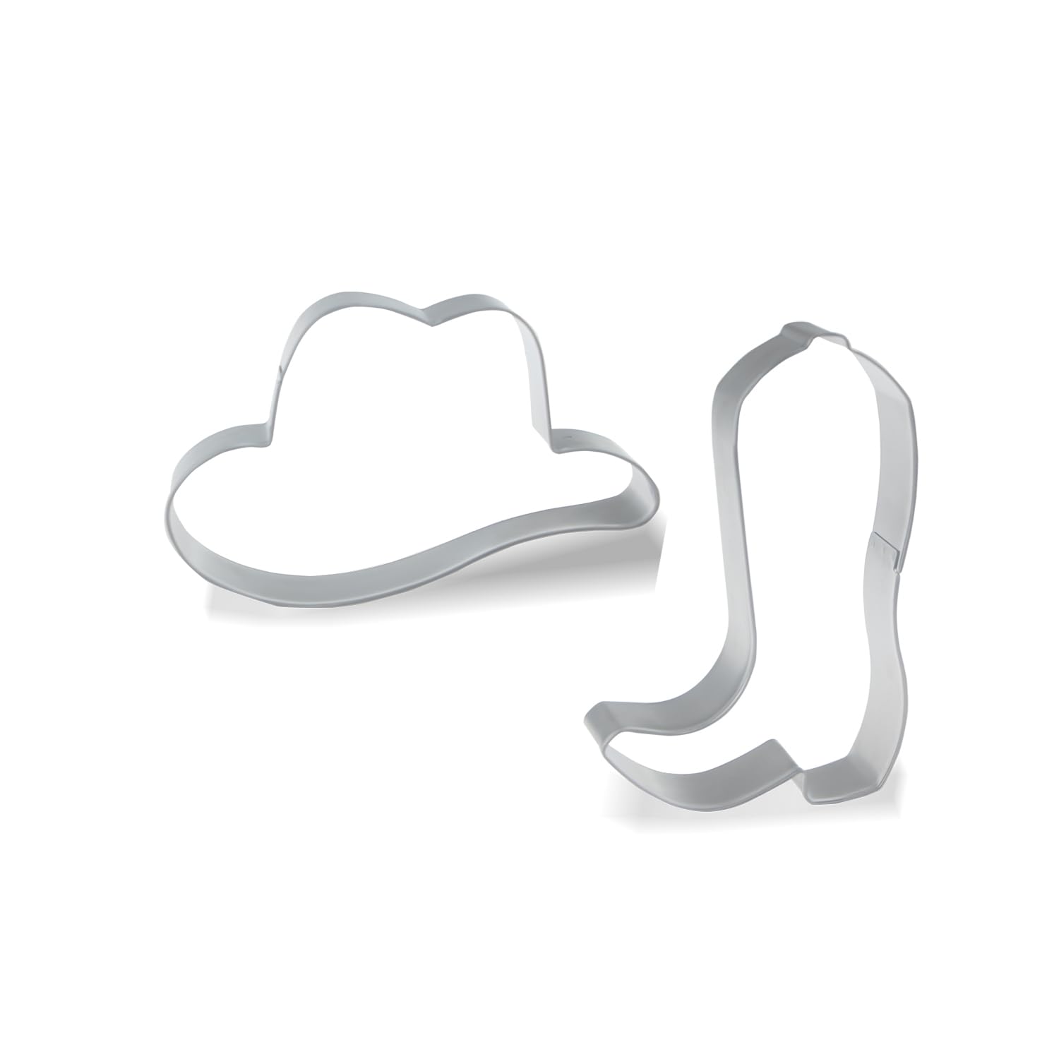 Photo 1 of Keewah Cowboy Cookie Cutter - 2 Piece - 4” Hat, 4.5” Boot - Stainless Steel