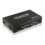 Portta VGA Splitter 2 Port 1x2 Support 1920X1400 Resolution 250MHz Bandwidth with 3.5mm Stereo Audio Support Bandwidth 500MHz High Resolution 1080p for Screen Duplication