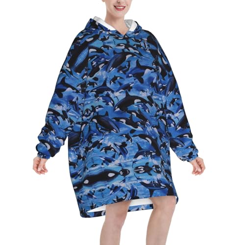 Couverture à capuche oversize orque pour cocooning et soirées d'hiver