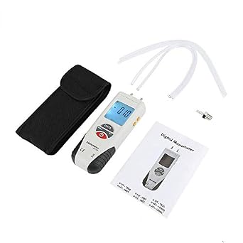 Digital Manometer HT-1890 Dual Port LCD Display Backlight Air Pressure Meter Differential Gauge Gas Pressure Tester with Storage Case 10Psi Pressure