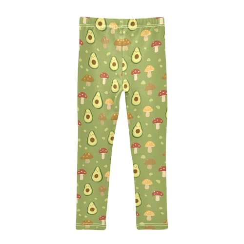 senya Girls Printed Leggings Yoga Pants Avocado Mushrooms Cute Light Green for Kids in 4t to 10 Years, 4T2