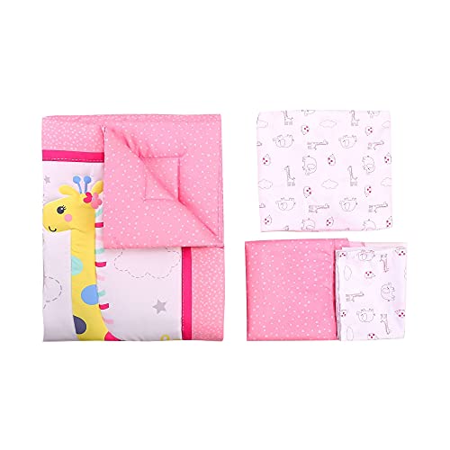 Baby Bees Zoo Safari Crib Bedding Sets For Girls | 4 Pieces Baby Bedding Of Crib Sheet, Quilt, Dust Ruffle, Toddler Pillowcase For Standard Size Crib #TOP2