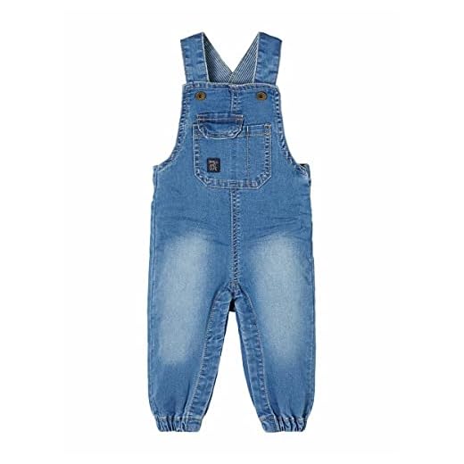 NAME IT NBMROMEO DNMBTOLLYS 2460 Overall Petos, Medio De Mezclilla Azul, 1 mes para Bebés