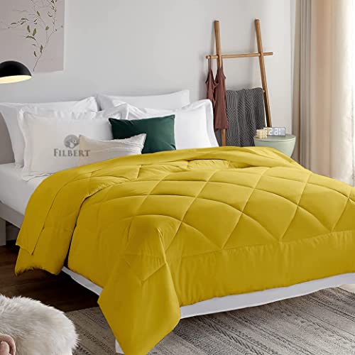 Image of Filbert Microfiber 250 GSM Diamond Stitch Double Bed Comforter Blanket for All Season Light Weight (90 inch x 100 inch Inches /228cm x 254cm) - Comforter Double Bed|Gold Yellow