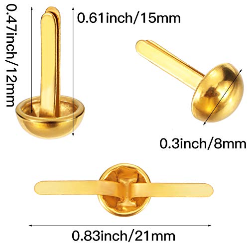 image for Hotop 500 Pieces Paper Fasteners Gold Brads Round Fasteners with White