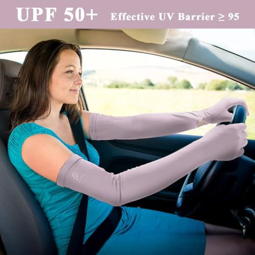 Image of PALAY Hand Gloves for Sun Protection with Arm Sleeves for Women Men, Nylon Ice Silk Sun Protection Gloves Women Cooling UV Hand Cover Arm Sleeves for Bike Riding - Anti-slip