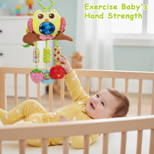 Image of SNOWIE SOFT Baby Toys for 6 to 12 Months Hanging Plush Elephant Toy with Rattles and Stuffed Plush Toy Pendants, Soft Crib Stroller Car Seat Sensory Toys for New Born Baby