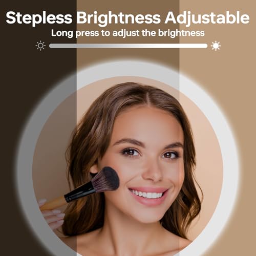 Erlingeryi 9" Lighted Makeup Magnifying Mirror with Lights and 20X Magnification, Height Adjustable, 5000mAh Rechargeable Battery, Dimmable, 3 Lighting Colors, Chrome by Erlingeryi - Image 5