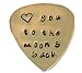 COPPER - Custom Guitar Pick Love you to the moon and back Hand Stamped Music Lovers Men Gift for Him Birthday