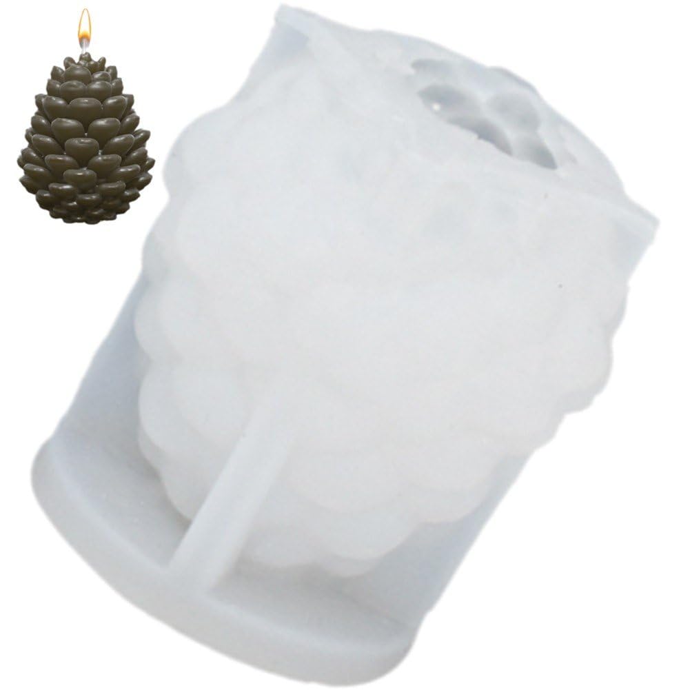 Fituenly Pine Cone Shape Christmas Pine Cone Candle Mold, 3D Pinecone Silicone Mould Christmas Epoxy Resin Moulds For Candle Making Soap Aromatherapy Diy Gift Home Decor
