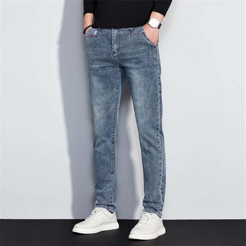 Men's Vintage Straight Trendy Jeans Slim Fit Washed Soft Stretch Denim Pants Streetwear3