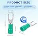 MECCANIXITY Insulated Fork Spade Connectors, 22-16AWG SV1.25-3.5 U-Type Tinned Copper Waterproof Fork Crimp terminals Connectors for Industrial Electrical Marine Wiring, Pack of 150 (Green)