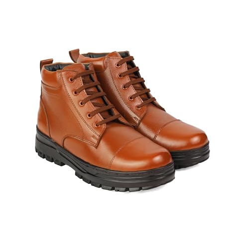 Image of XHUGOY MEDIUM RANGE LACE-UP COMBAT POLICE DMS WARDI BOOT IN BLACK|TAN COLOUR SIZE 3-12 FOR MEN