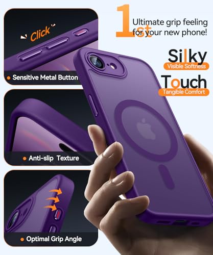Image of CANSHN Magnetic for iPhone 17e / 16e Case, Upgraded [Full Camera Protection] [Compatible with Magsafe] [Translucent Matte] Shockproof Protective Phone Case for iPhone 17e / 16e - Deep Purple