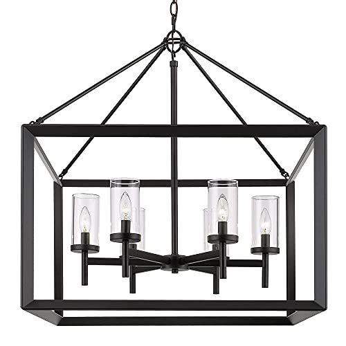 Golden Lighting Smyth 6 Light Chandelier Matte Black With Clear Glass #TOP3