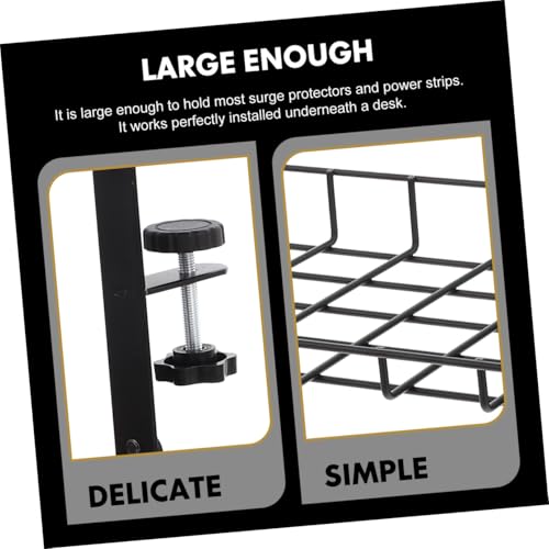 Bandeja organizadora para cables de escritorio, soporte para almacenamiento de cables 500mm negro, gran capacidad para organización de cables en escritorio de oficina miniatura 7
