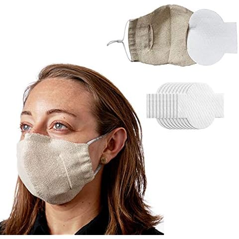 Wembley Unisex Laboratory-Tested Adjustable and Washable Silver Linings Face Mask with 10- Replaceable Filters, Beige, One Size Cover