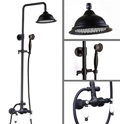 Mitigeur douche en laiton frotté à l'huile noir et tête ronde 8" Mrs472