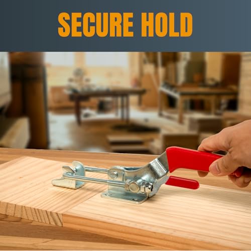 Image of POWERTEC 20346 4PK Toggle Clamps w /Adjustable U Bolt Latch, 90 Degree Vertical (40344) and Self-Lock (40341), 2 of Each, for Woodworking Jigs & Fixtures, Smoker, Tire Carrier, Tool Box, Cabinet